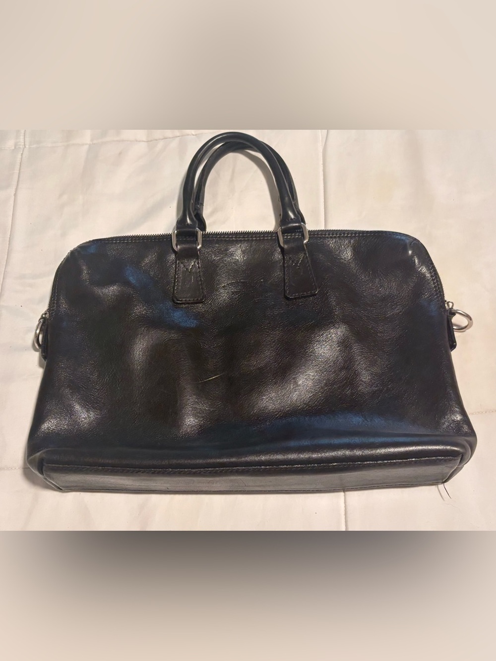 Fratelli Firenze Italian Leather Black Satchel Handbag Vintage Top Handle